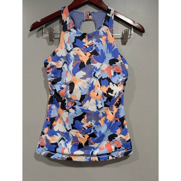 Athleta Women's Maldives Colorful High Neck Bra Cup Tankini Swim Tank Top 34B/C - Picture 2 of 16